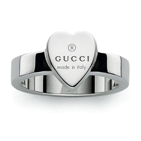 gucci women's silver heart trademark ring reviews|Gucci trademark ring in gold.